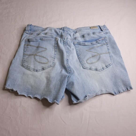Seven7 Denim Womens Shorts Fray Hem 14 Distressed Light Wash Med Rise Stretch - Picture 3 of 5